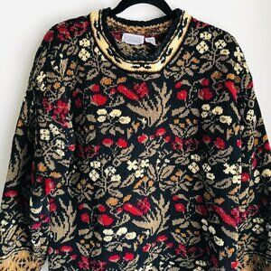 Lands End Multicolored Winterberry Edelweiss Cotton Sweater Size L (14-16)